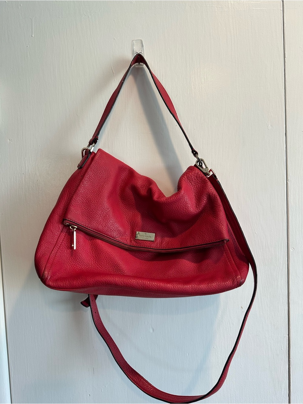 kate spade Red Pebbled Leather Shoulder Bag